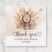 Waterverf teddybeer tropisch gedroogd palmdouche bedankjes labels (Achterkant)