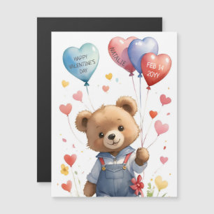Waterverf teddybeer Valentijnsdag magnetische Kaar