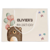 waterverf teddybeer verjaardagscadezak groot cadeauzakje (Voorkant)