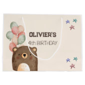 waterverf teddybeer verjaardagscadezak groot cadeauzakje (Achterkant)