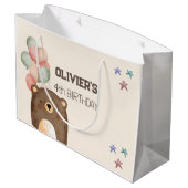 waterverf teddybeer verjaardagscadezak groot cadeauzakje (Achterkant Gekanteld)