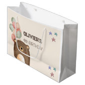 waterverf teddybeer verjaardagscadezak groot cadeauzakje (Voorkant Gekanteld)