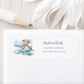 Waterverf Teddybeer Vliegtuig Etiket (Insitu)