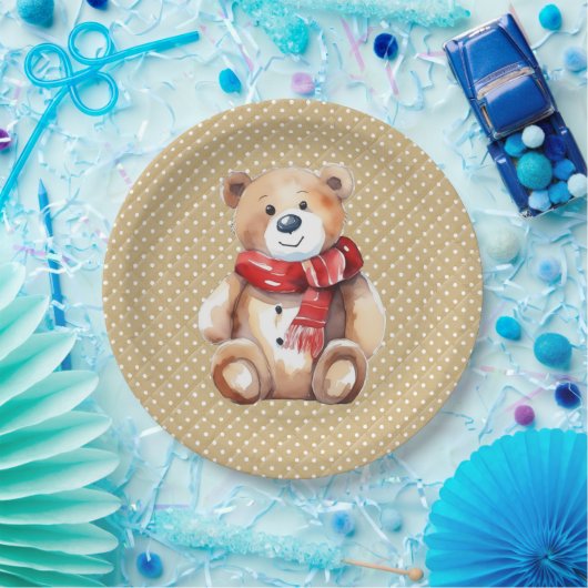 Waterverf Teddybeer voor Verjaardag Papieren Bordje (Feest)