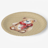 Waterverf Teddybeer voor Verjaardag Papieren Bordje (Gekanteld)
