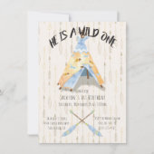 Waterverf Teepee 1e Verjaardag tribal boho Boy Kaart (Voorkant)