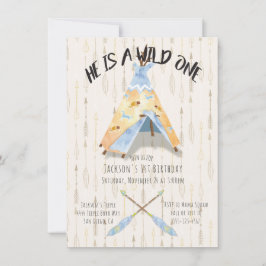 Waterverf Teepee 1e Verjaardag tribal boho Boy Kaart