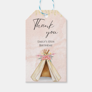 Waterverf Teepee Sleepover Birthday Dank u Cadeaulabel