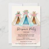 Waterverf Teepee Tent Slaapfeest Uitnodiging (Voorkant)