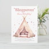 Waterverf teepee tent sleepover verjaardagsfeestje kaart (Staand voorkant)