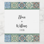 Waterverf Tegel bestemming bruiloft Wijn Etiket (Enkel label)