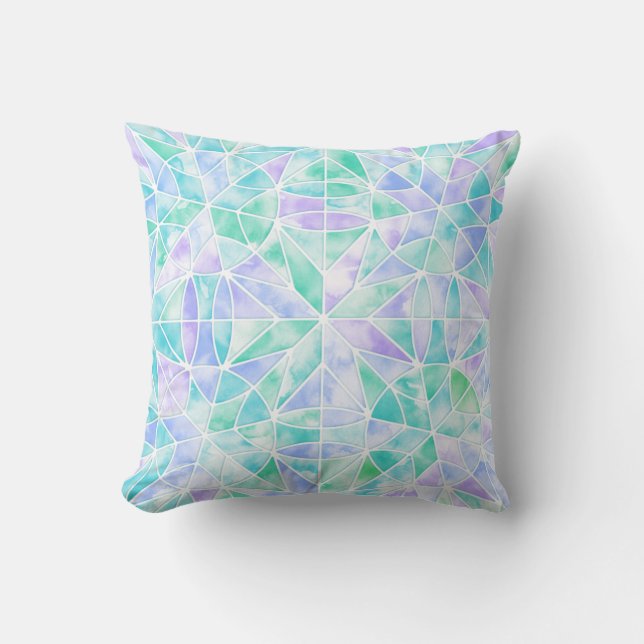 Waterverf tegelpatroon kussen (Voorkant)