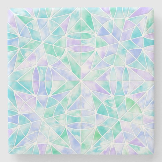 Waterverf tegelpatroon stenen onderzetter (Voorkant)