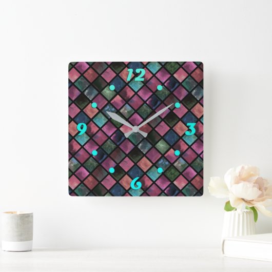 Waterverf, tegels vierkante klok (Huis)