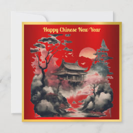 Waterverf Tekening Chinese Pagoda Vakantie Kaart