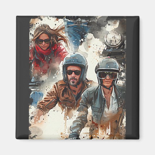 Waterverf tekening MotoBikers Magneet (Voorkant)