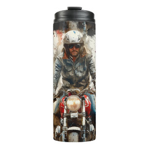 Waterverf tekening MotoBikers Thermosbeker