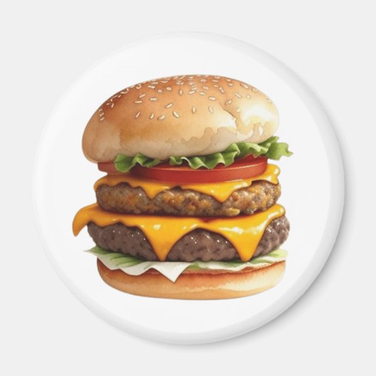 Waterverf tekening van Cheeseburger Magneet (Voorkant)
