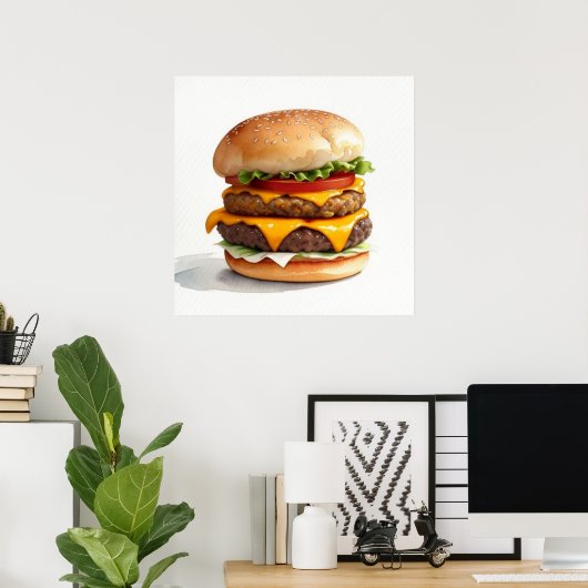 Waterverf tekening van Cheeseburger Poster (Thuiskantoor)