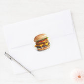 Waterverf tekening van Cheeseburger Ronde Sticker (Envelop)