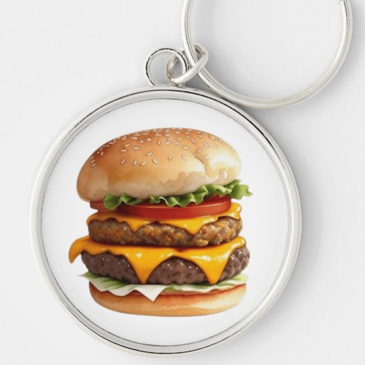 Waterverf tekening van Cheeseburger Sleutelhanger (Voorkant)