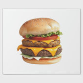 Waterverf Tekening van Delicious Cheeseburger Cadeaupapier (Vlak)