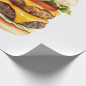 Waterverf Tekening van Delicious Cheeseburger Cadeaupapier (Hoek)