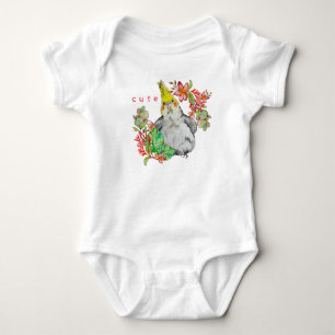 Waterverf tekening van een grappige Corella parrot Romper