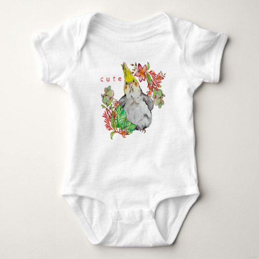 Waterverf tekening van een grappige Corella parrot Romper (Voorkant)