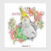 Waterverf tekening van een grappige papegaai in bl sticker (Vel)