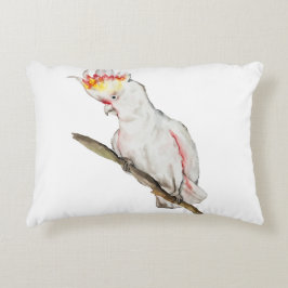 Waterverf tekening van een kaketoe papegaai accent kussen