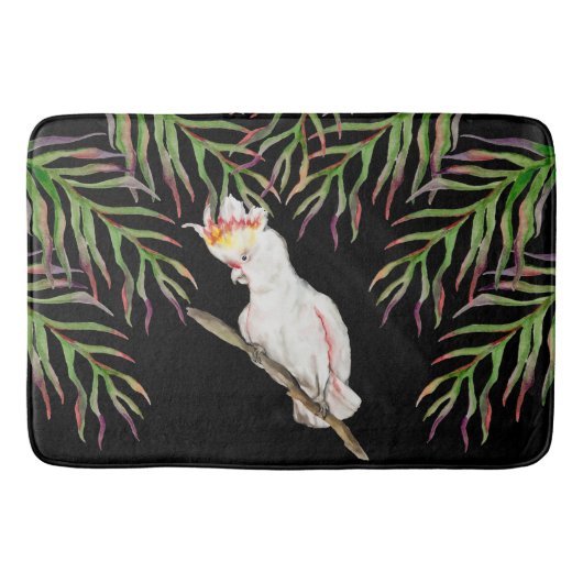Waterverf tekening van een kaketoe papegaai badmat (Voorkant)