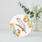 Waterverf tekening van een kaketoe papegaai kaart (Staand voorkant)