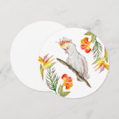 Waterverf tekening van een kaketoe papegaai kaart (Voorkant / Achterkant)