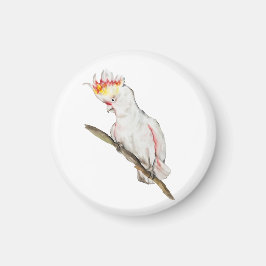 Waterverf tekening van een kaketoe papegaai magneet