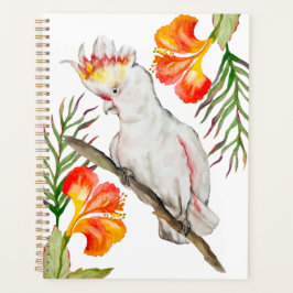 Waterverf tekening van een kaketoe papegaai planner