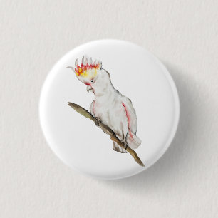 Waterverf tekening van een kaketoe papegaai ronde button 3,2 cm