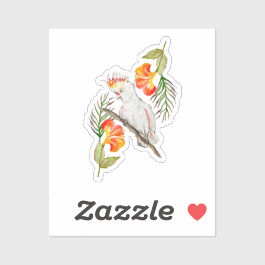 Waterverf tekening van een kaketoe papegaai sticker (Vel)