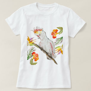 Waterverf tekening van een kaketoe papegaai t-shirt