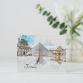 Waterverf tekening van het Louvre Paris, Frankrijk Feestdagenkaart (Staand voorkant)