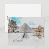 Waterverf tekening van het Louvre Paris, Frankrijk Feestdagenkaart (Voorkant / Achterkant)