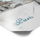 Waterverf tekening van het Louvre Paris, Frankrijk Foto Afdruk (Hoek)