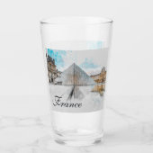 Waterverf tekening van het Louvre Paris, Frankrijk Glas (Voorkant)