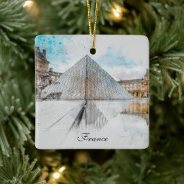 Waterverf tekening van het Louvre Paris, Frankrijk Keramisch Ornament