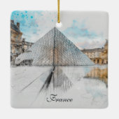 Waterverf tekening van het Louvre Paris, Frankrijk Keramisch Ornament (Achterkant)