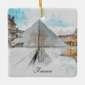Waterverf tekening van het Louvre Paris, Frankrijk Keramisch Ornament (Voorkant)