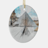 Waterverf tekening van het Louvre Paris, Frankrijk Keramisch Ornament (Rechts)