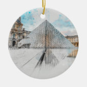 Waterverf tekening van het Louvre Paris, Frankrijk Keramisch Ornament (Voorkant)