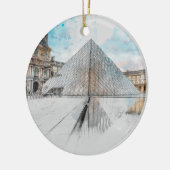 Waterverf tekening van het Louvre Paris, Frankrijk Keramisch Ornament (Links)