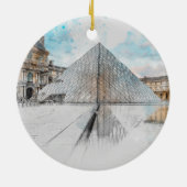 Waterverf tekening van het Louvre Paris, Frankrijk Keramisch Ornament (Achterkant)